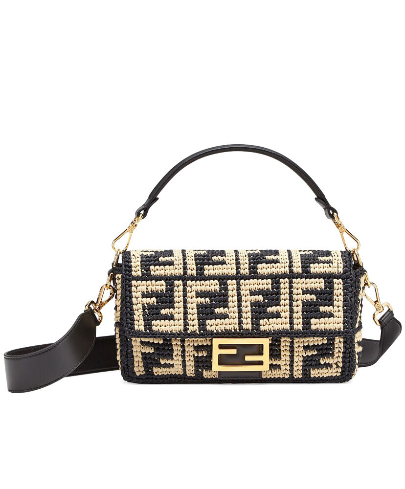 Fendi Raffia FF Bag 8BR600 Beige/Black